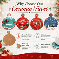 Vente en gros de dessous-de-plat en céramique personnalisés pour Noël, écologiques, antidérapants, résistants à la chaleur, pour la cuisine, protection de la table