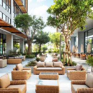 เฟอร์นิเจอร์หวาย PE สไตล์โมเดิร์นหรูหราเซ็ตเก้าอี้ระเบียงและโซฟาสำหรับโรงแรมลานบ้านวิลล่าหรือการพักผ่อนภายนอกอาคาร - Product Image 5