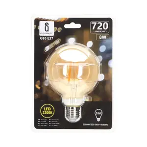 Bombilla LED tipo filamento G95 E27 8W, eficiente y decorativa, ideal para iluminación ambiental y crear atmósferas. - Product Image 2
