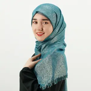 Lüks tasarımcı moda düz renk kadınlar parlak foulards kashkha ipek eşarp glitter altın başörtüsü saten vual başörtüsü dubai 2024