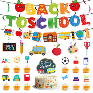 Decoraciones para la fiesta de regreso a clases: pancarta, adornos para pasteles, palillos para cupcakes, suministros de plástico y papel para la celebración en el aula - Product Image 4