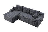 Canapé modulaire en forme de L avec chaise longue, revêtement en velours côtelé moderne, design ajustable, écologique et lavable, assise profonde