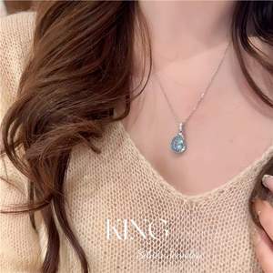Juego de Collar y Pendientes de Plata de Ley S925 con Concha Marina y Cristal Azul de King Silver Jewelry, Joyería de Moda para Fiestas - Product Image 3