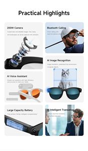 Lunettes intelligentes AI d'usine avec caméra 1080P, musique, lampe <span class=keywords><strong>de</strong></span> poche, traduction multilingue <span class=keywords><strong>texte</strong></span> et voix, lunettes Pro BT - Product Image 6
