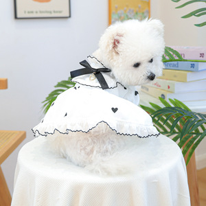 Spring Summer New Pet Dress Clothes For Dogs <b>Cats</b> Dot Bow Skirt With Traction <b>Ring</b> Puppy Clothing Pet Shirts - Product Image 2