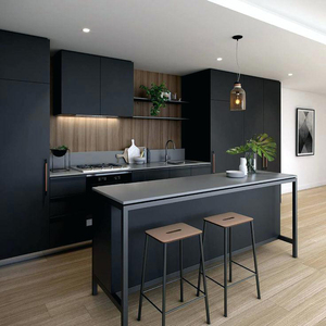 <span class=keywords><strong>Gabinetes</strong></span> de <span class=keywords><strong>Cocina</strong></span> <span class=keywords><strong>Modulares</strong></span> de Lujo sin Marco de Diseño Europeo con Pintura Negra Brillante y Cajones de Cierre Suave - Product Image 6