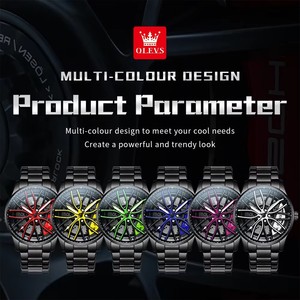 OEM LOGO Olevs 9937 rueda de coche hombres <span class=keywords><strong>reloj</strong></span> luminoso tendencia única correa de acero inoxidable pinzas de freno de carreras relojes de cuarzo para hombre - Product Image 6