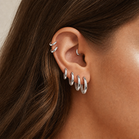 Boucles d'oreilles créoles géométriques minimalistes en argent sterling 925 vermeil Muweike pour femmes, bijoux fins