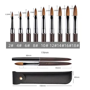 Kolinsky Sable Acrylic Nail Art <b>Brush</b> Nail Extension UV Nail Gel Carving Pen <b>Brush</b> Flat <b>Round</b> Red Wood Acrylic <b>Brush</b> - Product Image 3