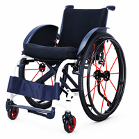 Fauteuil roulant manuel pliable sportif en aluminium noir personnalisable, avec anneau de poignée large, garantie 1 an, léger, 24 pouces
