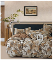 Parure de lit jacquard grande taille en fil teint lavé 60S de haute qualité, quatre pièces, avec housse de couette et taies d'oreiller pour maisons et dortoirs