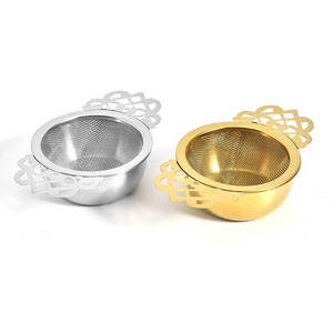 Filtri da tè per imperatrice in acciaio inossidabile dorato di vendita caldo con ciotole a goccia - Product Image 4