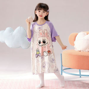 Pijamas <span class=keywords><strong>de</strong></span> manga corta con dibujos animados bonitos para niños, chándal <span class=keywords><strong>de</strong></span> vestido <span class=keywords><strong>de</strong></span> princesa para niñas pequeñas <span class=keywords><strong>de</strong></span> verano a la venta - Product Image 4