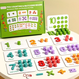 สื่อการสอนคณิตศาสตร์แบบมอนเตสซอรี่สำหรับเด็ก<span class=keywords><strong>อนุบาล</strong></span>  แผ่นไม้จับคู่ตัว<span class=keywords><strong>เลข</strong></span> ของเล่นเสริมพัฒนาการ - Product Image 1