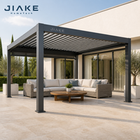 Pergola en aluminium Jiake 6063-T5 avec toit à lames motorisées pour jardin extérieur, patio, gazebo, pavillon, espace de vie, cour arrière