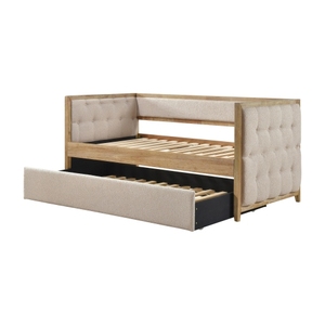 Sofá Cama Convertible de Tres Plazas, Moderno, con Cama Nido Extraíble, Tapizado en Bouclé Beige, Estilo Transicional para Dormitorio - Product Image 5
