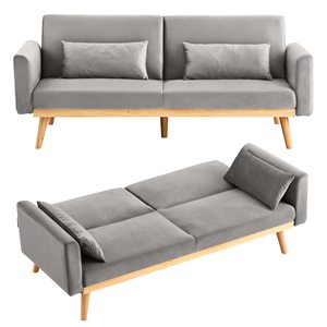 Sofá Cama Futón Moderno - Sofá <span class=keywords><strong>de</strong></span> Dos Plazas Convertible y Plegable con Espuma Viscoelástica y <span class=keywords><strong>Patas</strong></span> <span class=keywords><strong>de</strong></span> <span class=keywords><strong>Madera</strong></span> Maciza para Sala <span class=keywords><strong>de</strong></span> Estar - Product Image 1