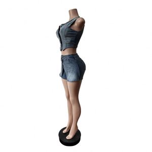 Nuovi Arrivi Estivi: Shorts Casual Senza Maniche <span class=keywords><strong>in</strong></span> Denim per Donna - Product Image 2