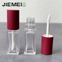 JIE MEI Pack Nouveau Vernis à Ongles en Forme de Bouteille 8ML Or Blanc Transparent Capuchon Carré Brillant à Lèvres Tube PET Lipgloss Container Avec Capuchon Rond