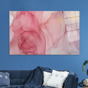 Arte Impreso en Lienzo con Tinta Abstracta Rosa y Dorada, Decoración Elegante, Arte en Vidrio Templado - Product Image 3