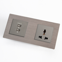 Hôtel intelligent 86MM Type UK Standard Double Prise USB Couleur grise Prise en verre de 4MM d'épaisseur