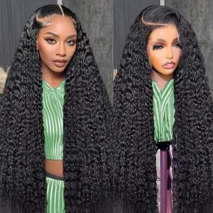 Perruques Lace Front Water Wave 13x6 HD Lace Front Pré-Pluckées Brésiliennes Bouclées Ondulées Effet Mouillé <span class=keywords><strong>Sans</strong></span> Colle pour Femmes Noir <span class=keywords><strong>Naturel</strong></span> - Product Image 1