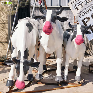 モダンな屋外ガーデングラスファイバー樹脂牛像彫刻 - Product Image 4