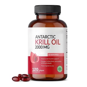 Huile de Krill de l'Antarctique OEM 1000mg en gélules souples, compléments alimentaires riches en Oméga-<span class=keywords><strong>3</strong></span> (EPA, DHA), Astaxanthine et Phospholipides - Product Image 1