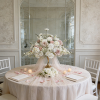 Centre de table artificiel réaliste en soie rose et rouge avec lavande violette, boule parfumée faite à la main pour mariages, événements et maison