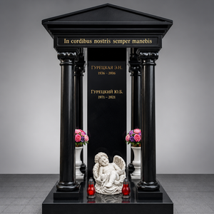 Monument funéraire <span class=keywords><strong>de</strong></span> luxe en granit noir avec auvent, style classique européen, pilier romain, pierre tombale, mausolée, plaque commémorative pour cimetière - Product Image 5