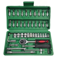 Juego de llaves de vaso multifuncionales para coche, caja de herramientas manuales de reparación de automóviles para trabajos de mantenimiento automotriz básico, 46 Uds.