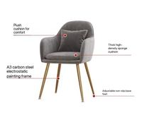 Chaise de salle à manger moderne en velours de luxe léger avec dossier, confortable pour une longue assise, tabouret de bureau ou de coiffeuse, mobilier pour la maison, la salle à manger et la chambre