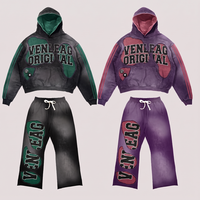 VENLEAG Pakaian Olahraga Musim Dingin Pria Model Hoodie Oversize Bahan French Terry Katun Bernapas 460g Logo Depan Custom Bordir & Cetak
