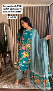 Costumes traditionnels en coton pour femmes indiennes et pakistanaises avec poche, costumes indiens et pakistanais prêts à porter, ensemble de costumes indiens et pakistanais - Product Image 2