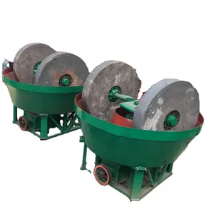 1100 1200 gold grinding wet pan mill High manganese steel wheels gold refining machine double roll grinder