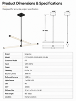 Luminaire suspendu LED linéaire mini carré moderne homologué ETL, CRI90, boîtier en plastique noir mat, diffuseur en acrylique, télécommande