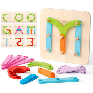 <strong>Wooden</strong> Letter Number Construction Puzzle Educational <strong>Stacking</strong> Toy <strong>Set</strong> <strong>Shape</strong> Color Sorter Activity Board <strong>Sort</strong> Game Learning Toy - Product Image 1