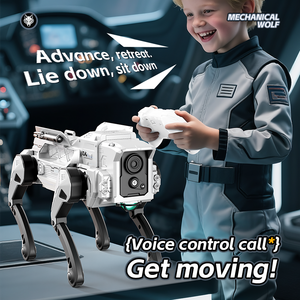 Globalwin <span class=keywords><strong>Robot</strong></span> Loup Populaire 2026, Jouet Électronique Intelligent pour Enfants avec Télécommande, Commande Vocale, Lumières Dynamiques et Musique - Product Image 2