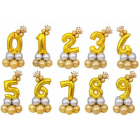 Piliers de ballons numériques métalliques épais 0-9, ballons couronne en aluminium pour bébé, pleine lune, 1er anniversaire, fête de la fête des mères, chemin de table