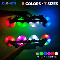Roues de patins à roulettes LED à prix d'usine 62/64/68/70/72/76/80mm 90A PU ABEC-7 Roues de patins en ligne lumineuses en plastique haute élasticité