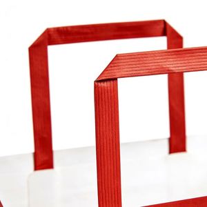 Custom <b>Red</b> Thick Kraft <b>Paper</b> Bags with square Base and Flat Handle Design, Ideal for Bouquet Packaging and Gift Shopping. - Product Image 5