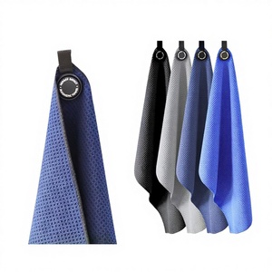 Serviette de golf magnétique en cuir gaufré à fibres ultra-fines, motif grille ananas, pour essuyer les balles, logo personnalisé disponible - Product Image 1