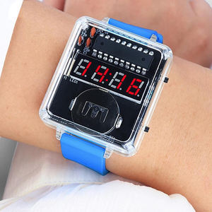 Montre électronique DIY, tube numérique transparent, affichage rouge, boîtier en plastique, bracelet à boucle, unisexe, style FUNKY, 22 cm - Product Image 1