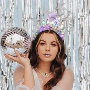New Arrive Light up <strong>Headband</strong> LED <strong>Disco</strong> <strong>Ball</strong> <strong>Headband</strong> <strong>Disco</strong> <strong>Headband</strong> Rave Party Festival Carnival Hair Accessories for Women Girl - Product Image 5
