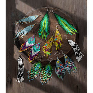 Perles de riz tissées boucles d'oreilles exagérées Uionen 1007 Design géométrique à la mode mode Niche Resort Style pour les femmes alliage principal - Product Image 1