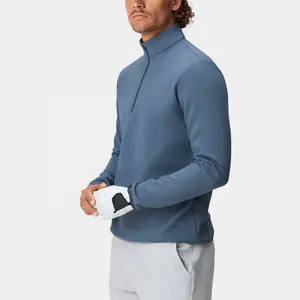 Custom Solid Color 95% Polyester 5% Spandex Quarter Zip Breathable Performance Golf Pullover French Terry 1/4 Zip Pullover