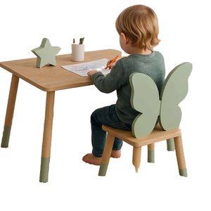 Ensemble table et chaises pour enfants papillon Mobilier Montessori Ensemble pour tout-petits en bois fait à la main Table de jeu pour enfants Chaise papillon - Product Image 1