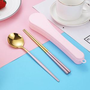 Hot Selling Camping 304 Stainless Steel Cutlery <b>Portable</b> Chopsticks Spoon Fork Small Waist 3Pcs Tableware Flatware Set - Product Image 6