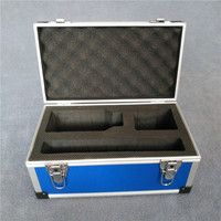 Valise de transport rectangulaire bleue épaissie en ABS, surface personnalisable, doublure EVA, boîte à outils portable compacte, capacité 10L, en aluminium