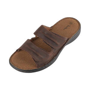 Mules en cuir pour hommes, fermeture à enfiler, semelle en caoutchouc antidérapante, sandales d'été douces, plage, activités de plein air, semelle intérieure en EVA - Product Image 1